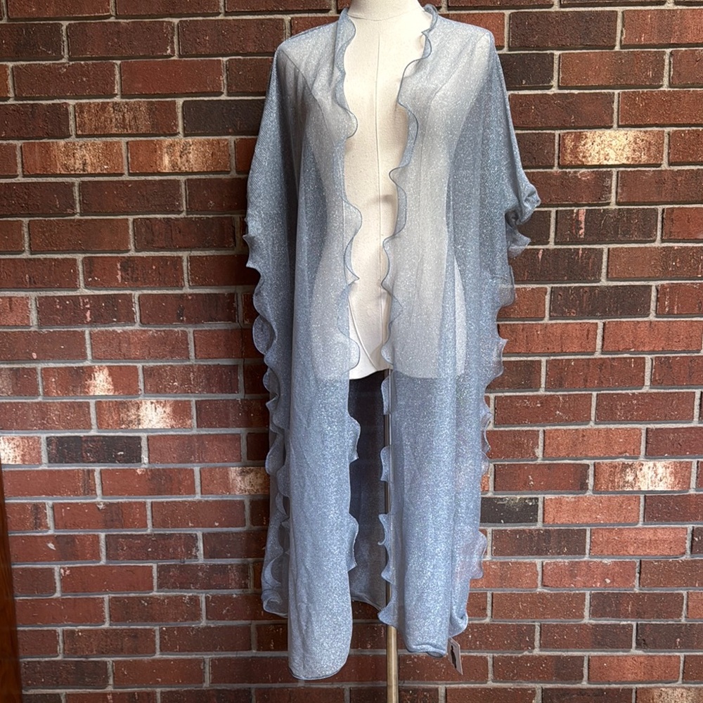 Jessica McClintock‎ Blue Shimmering Sheer Kimono
